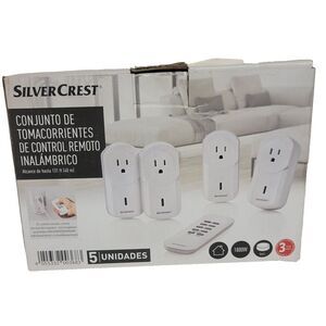Silver Crest Indoor Remote Controlled Outlets Set/4 Outlets & 1 Remote Open Box